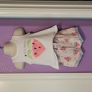 Mini heroes watermelon glitter sparkle short shirt set modern cute fruit toddler